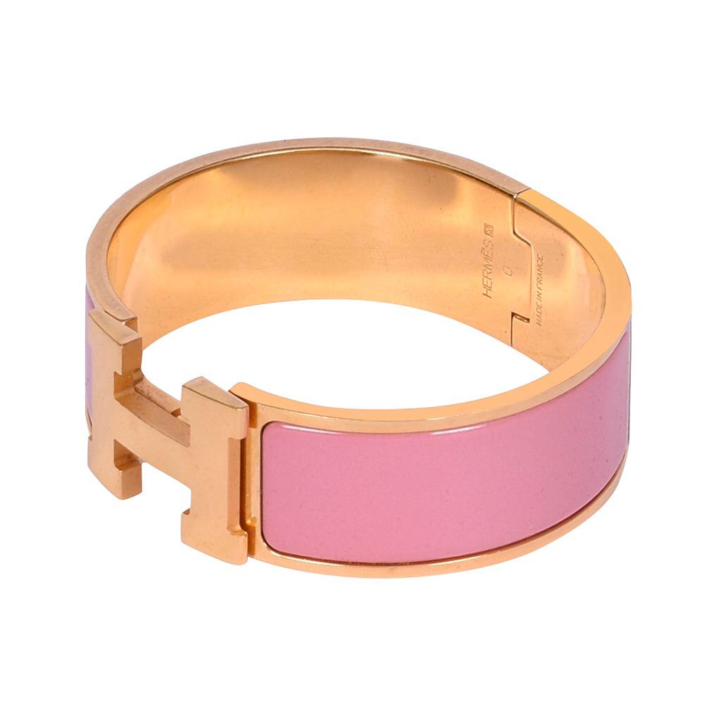 HERMES PINK CLIC CLAC H ENAMEL