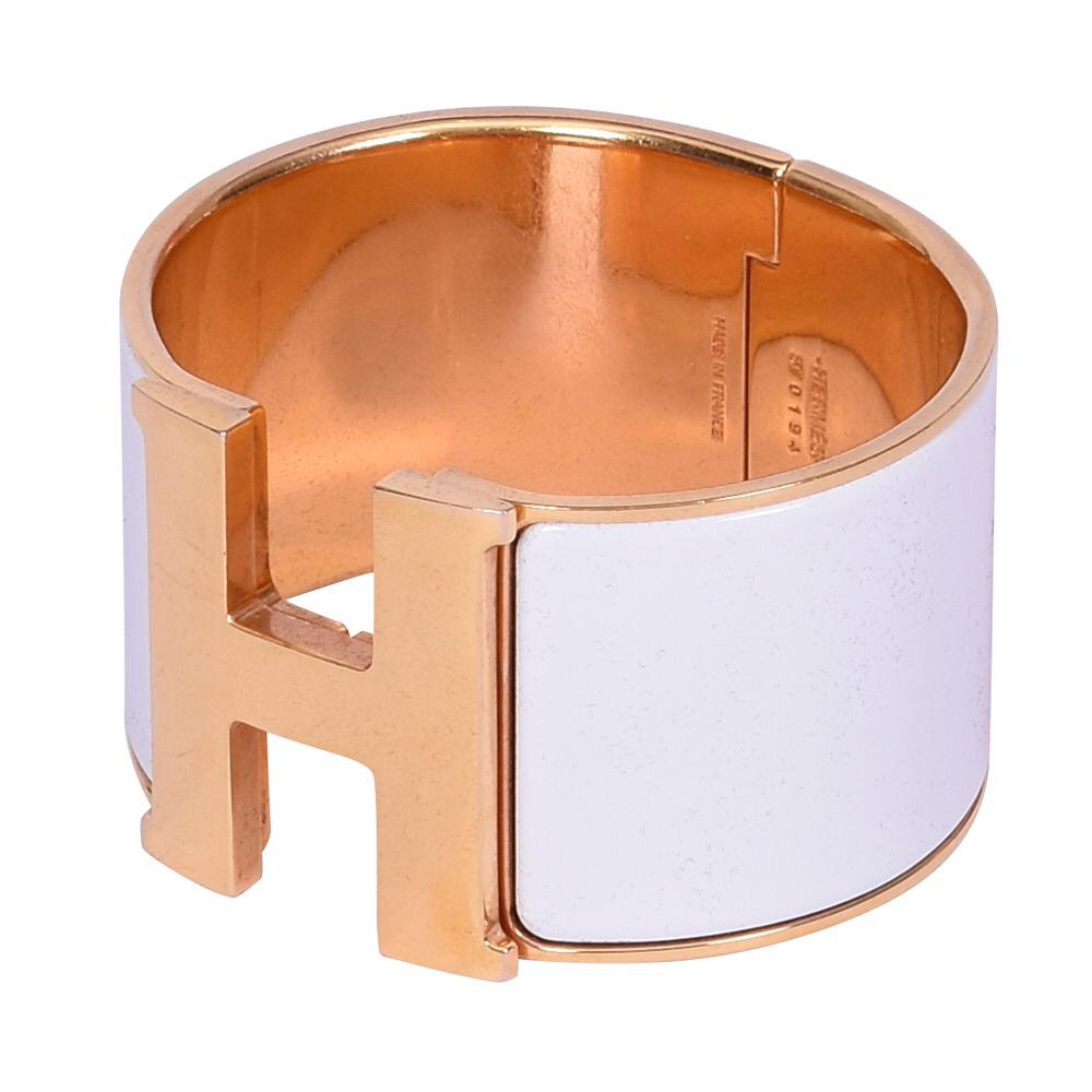 HERMES WHITE CLIC CLAC H ENAMEL