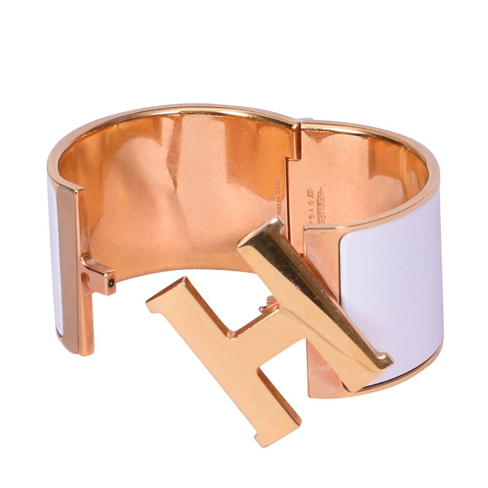 HERMES WHITE CLIC CLAC H ENAMEL