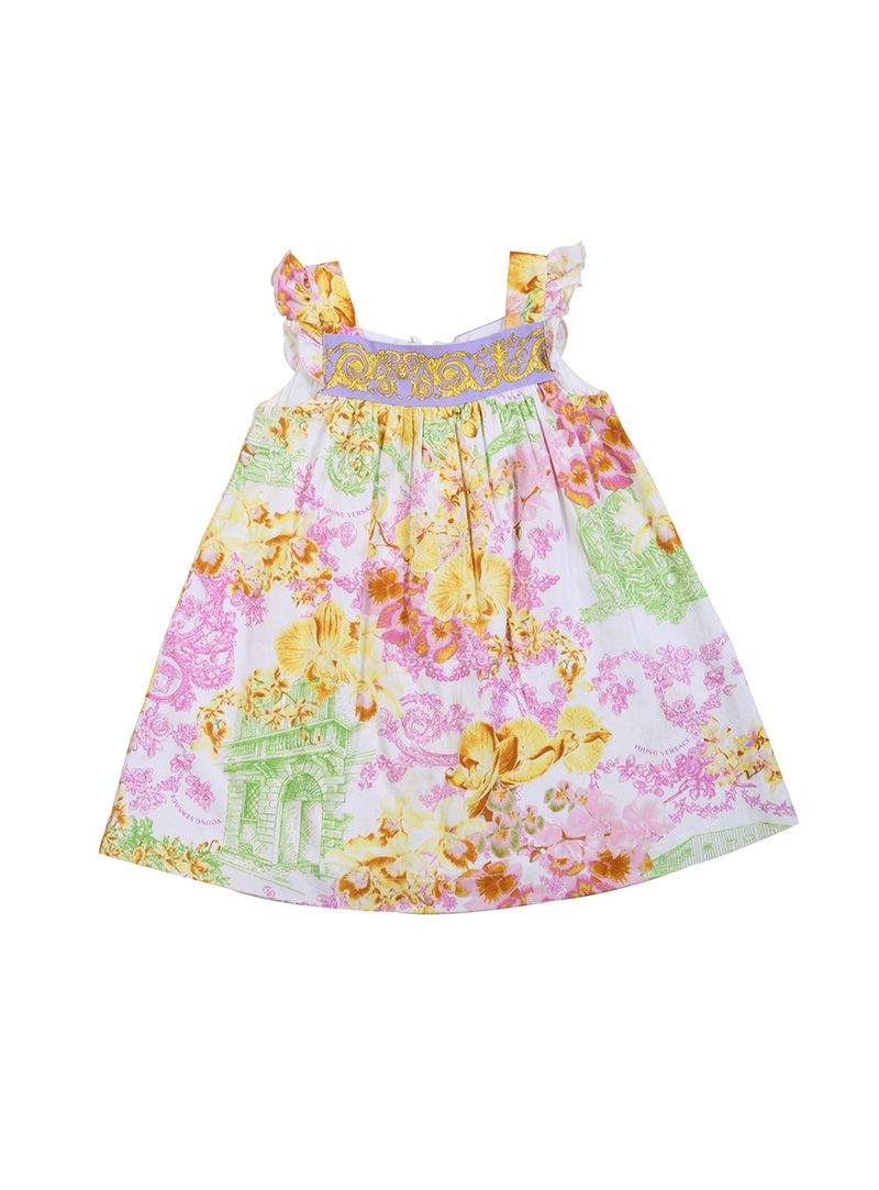 Young Versace Baroque & Floral Print Frock