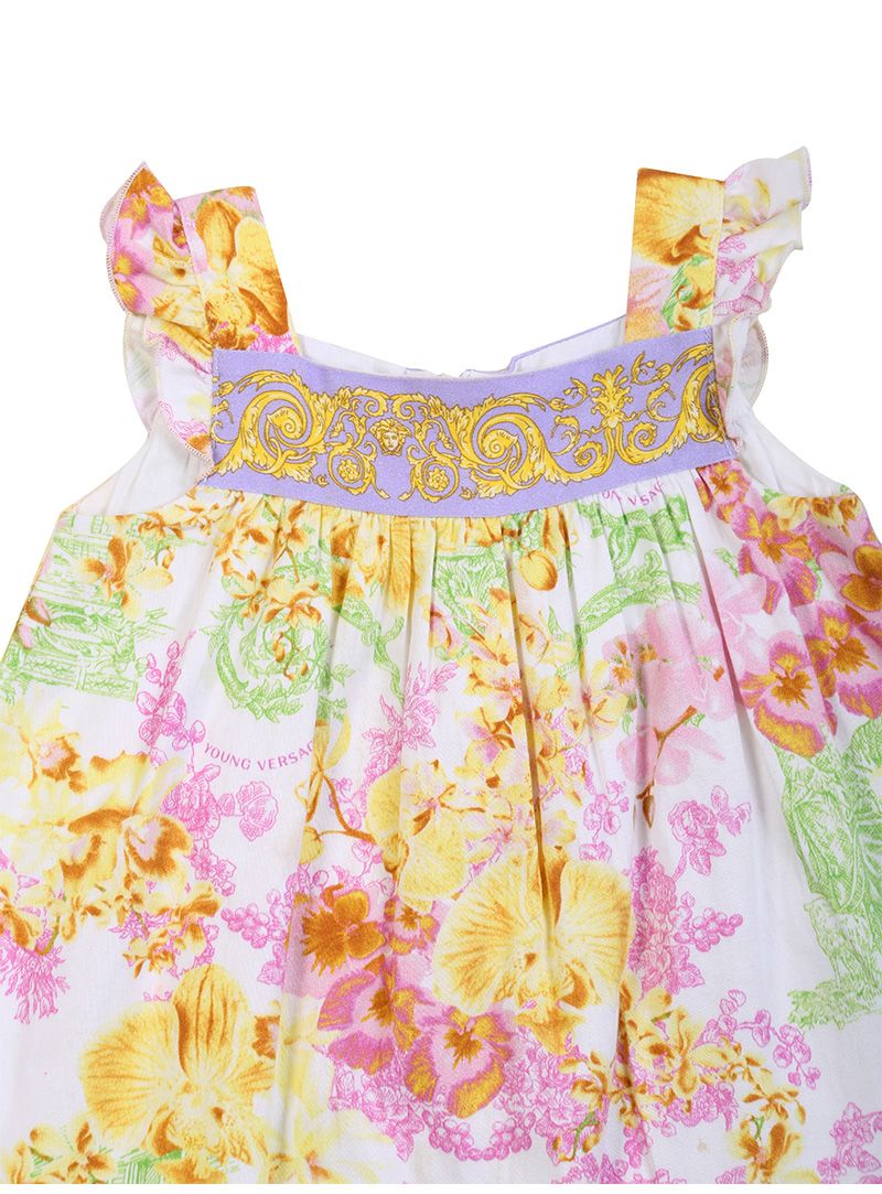 Young Versace Baroque & Floral Print Frock
