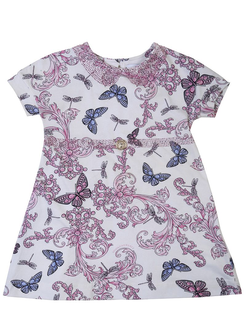 Young Versace Baroque Print Crystal Top With Medusa Logo