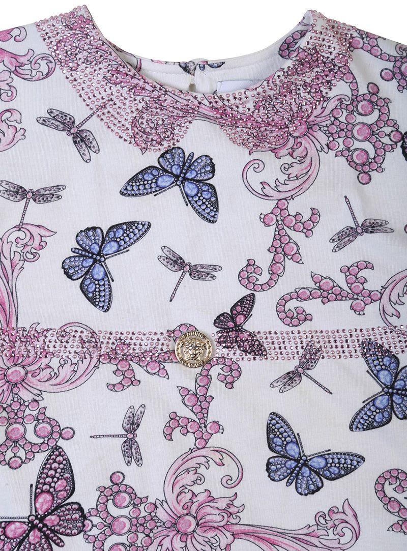 Young Versace Baroque Print Crystal Top With Medusa Logo