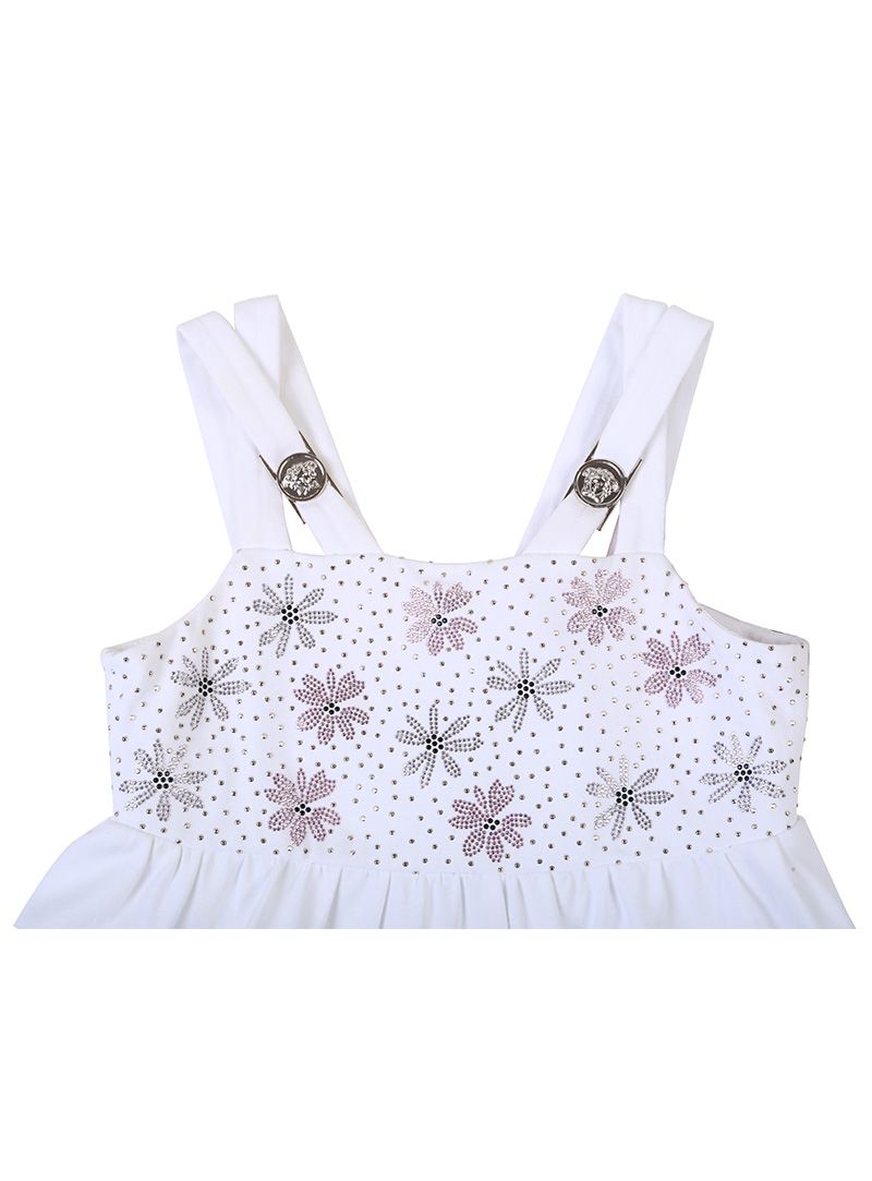 Young Versace Medusa Logo Crystal Embroidered Frock