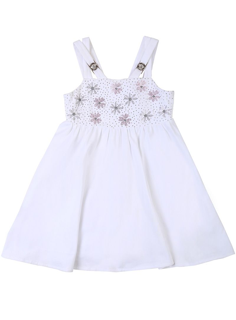 Young Versace Medusa Logo Crystal Embroidered Frock