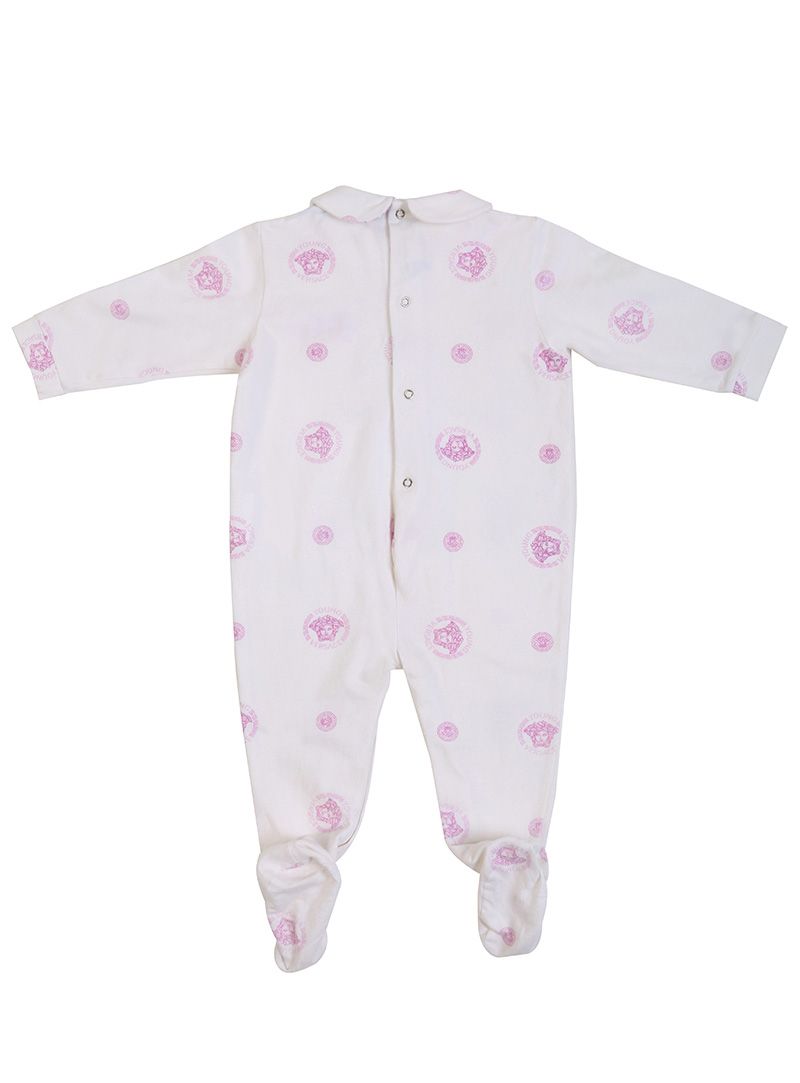 Young Versace White & Lilac Medusa Logo Romper