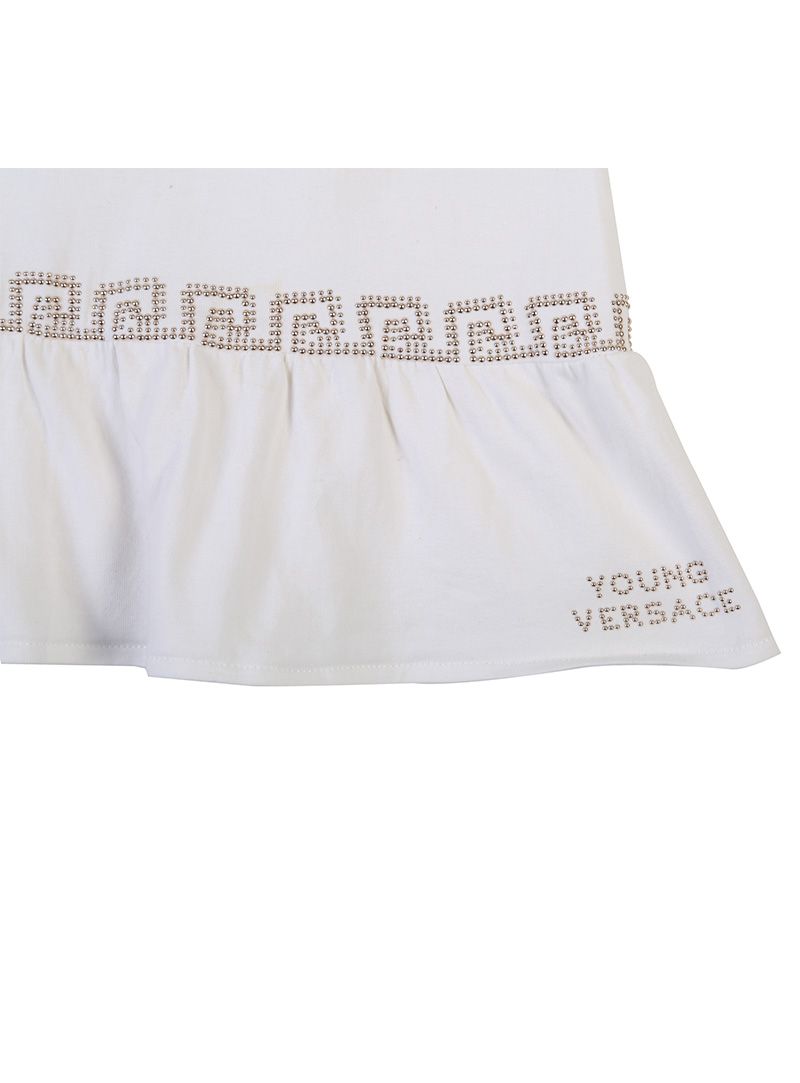 Young Versace White Peplum Crystal Top