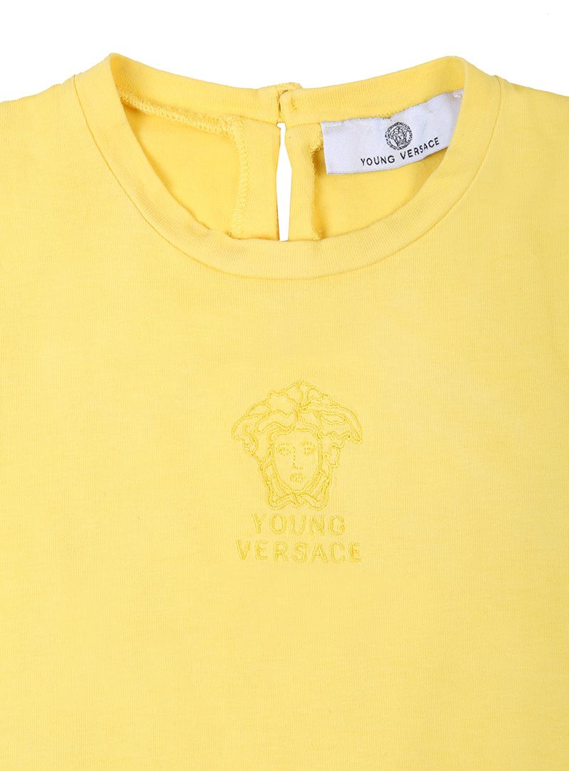 Young Versace Yellow Medusa Embroidery Top