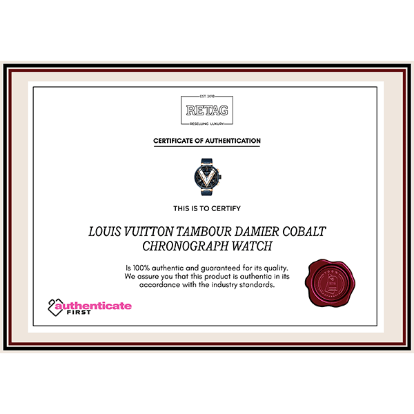 LOUIS VUITTON TAMBOUR DAMIER COBALT CHRONOGRAPH WATCH