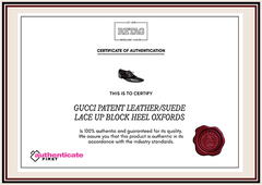 Gucci Patent Leather/Suede Lace Up Block Heel Oxfords