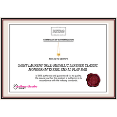 Saint Laurent Gold Metallic Leather Classic Monogram Tassel Small Flap Bag