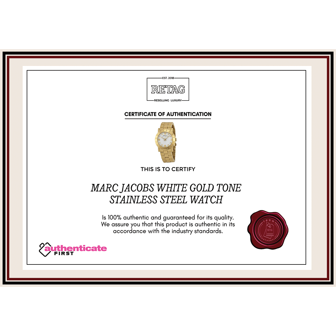 MARC JACOBS WHITE GOLD TONE STAINLESS STEEL WATCH