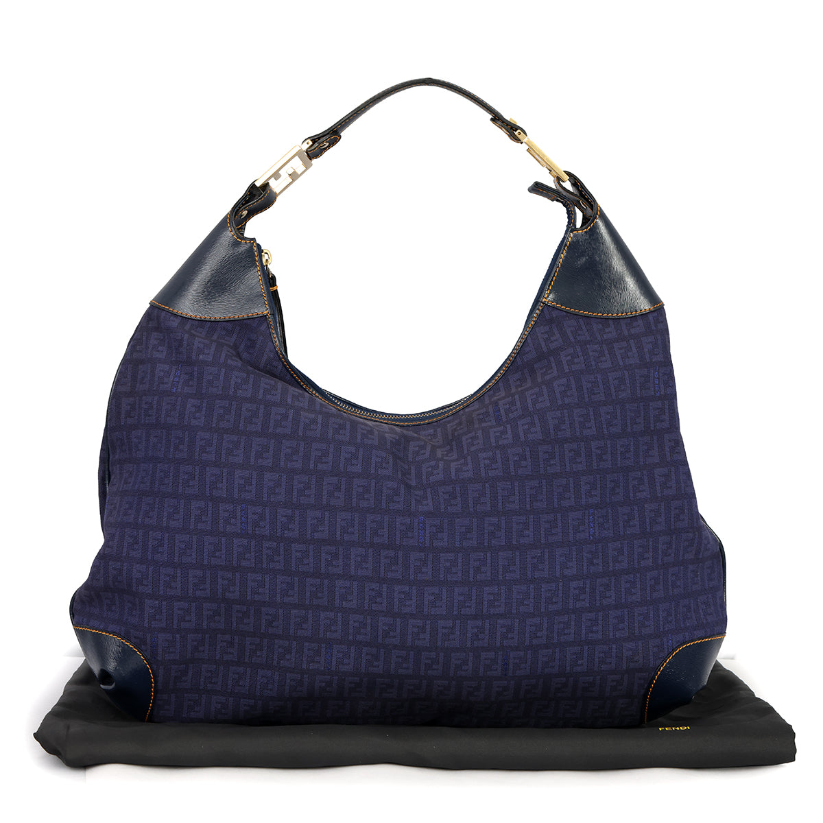 FENDI BLUE MAMA BAGUETTE MONOGRAM HANDBAG 