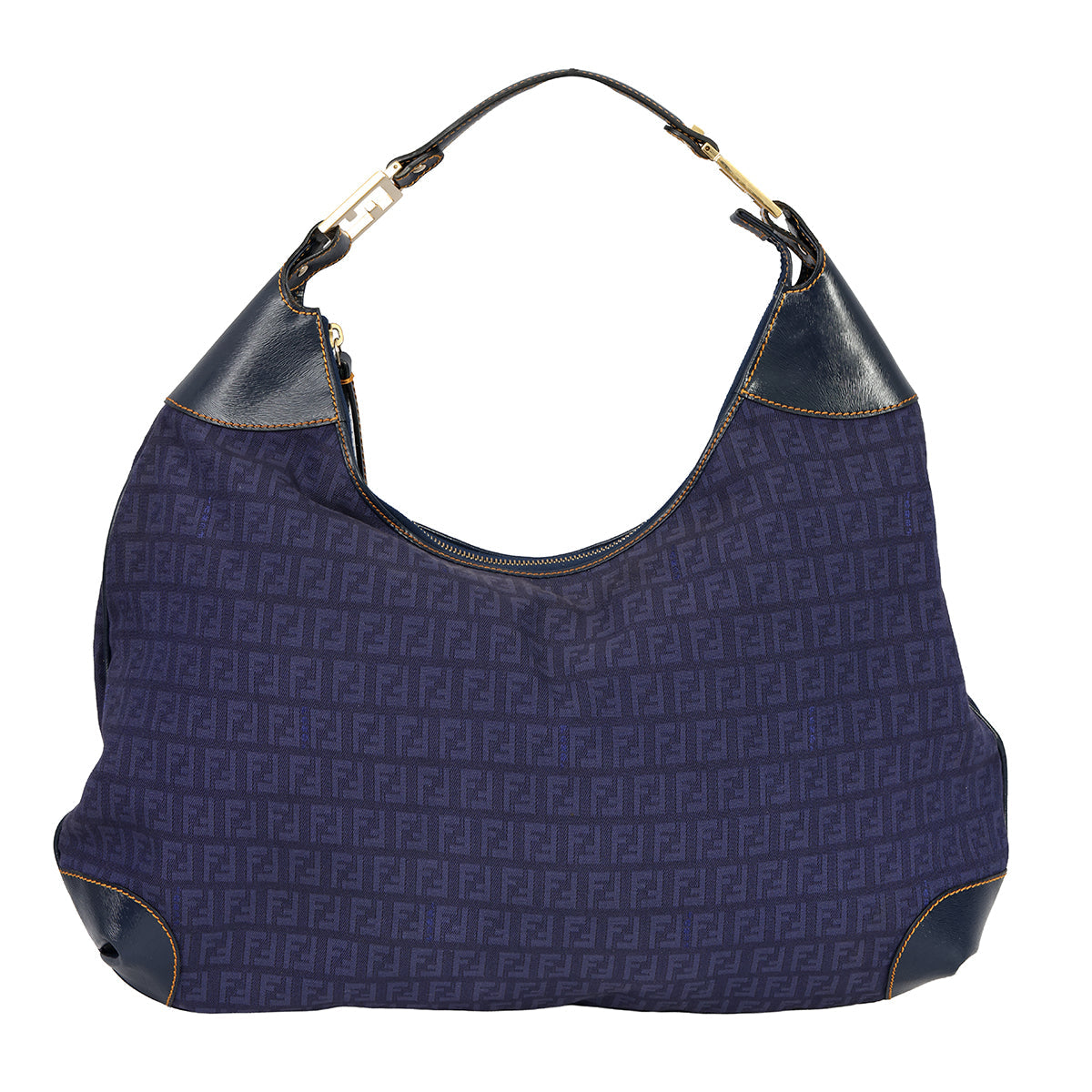 FENDI BLUE MAMA BAGUETTE MONOGRAM HANDBAG 