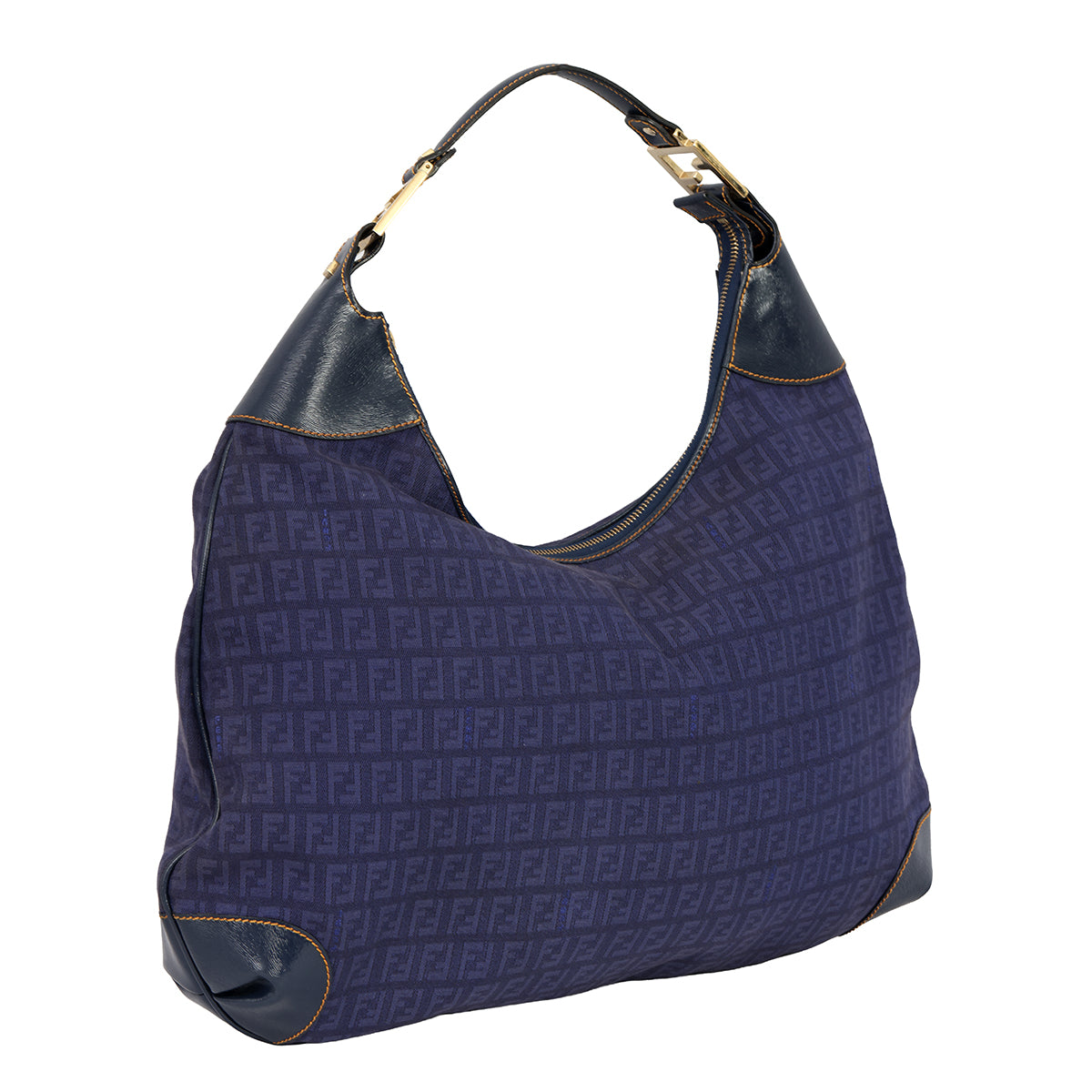 FENDI BLUE MAMA BAGUETTE MONOGRAM HANDBAG 