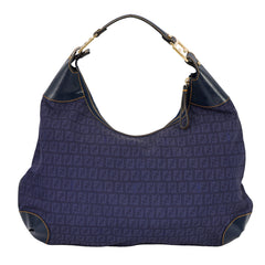 FENDI BLUE MAMA BAGUETTE MONOGRAM HANDBAG 