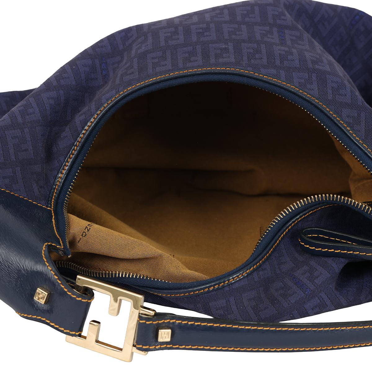 FENDI BLUE MAMA BAGUETTE MONOGRAM HANDBAG 