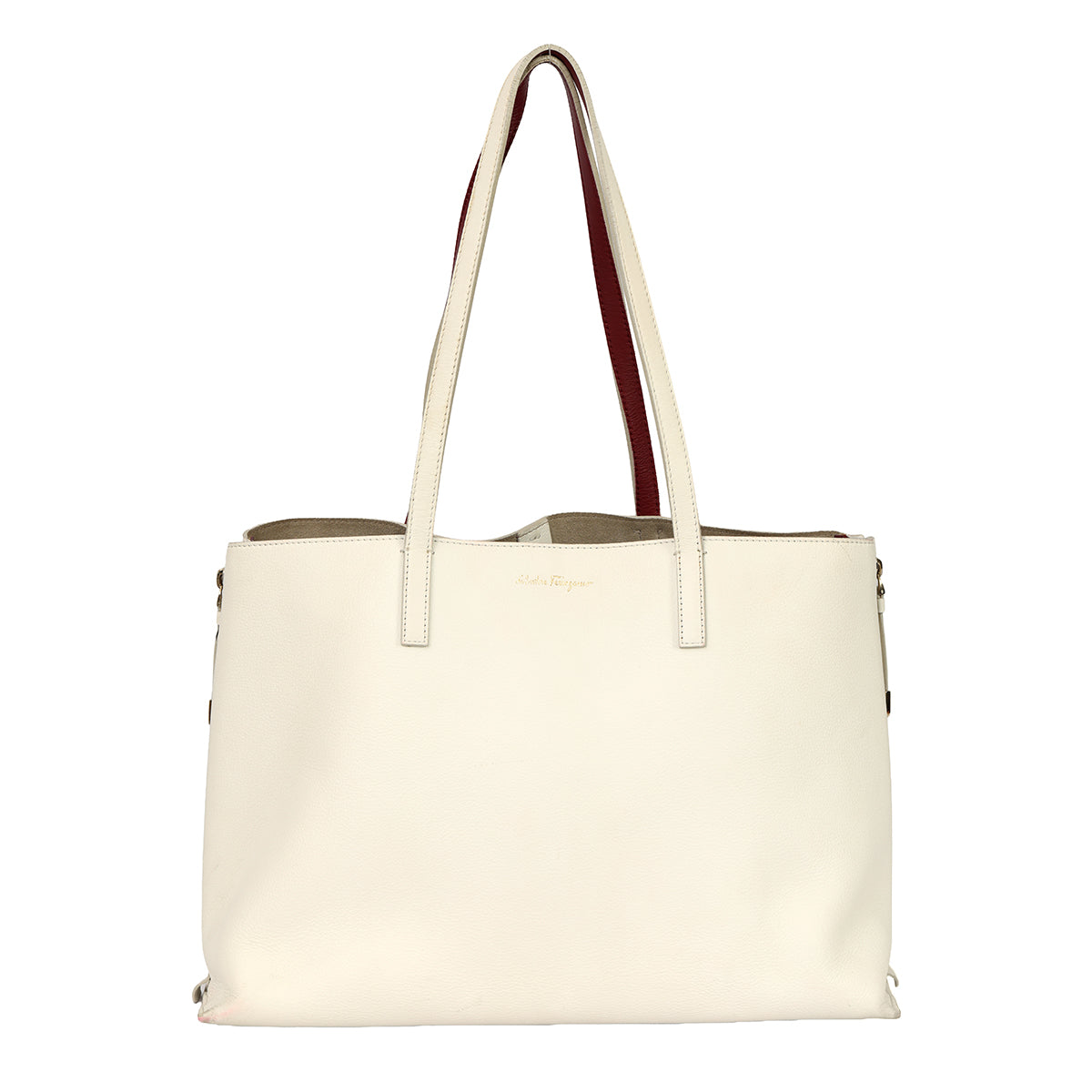 SALVATORE FERRAGAMO JET SET LARGE WHITE TOTE BAG 