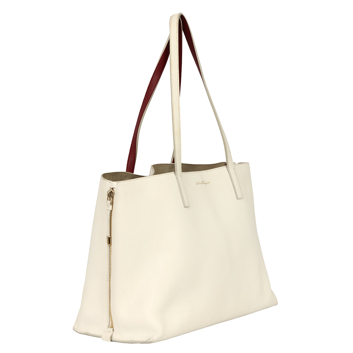 SALVATORE FERRAGAMO JET SET LARGE WHITE TOTE BAG 