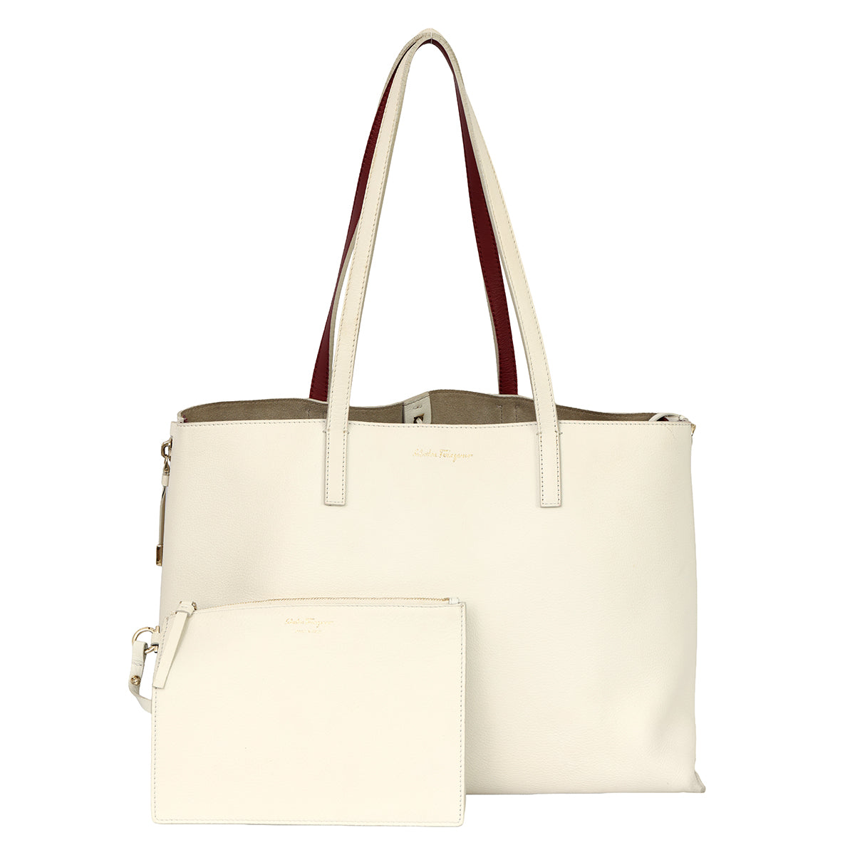 SALVATORE FERRAGAMO JET SET LARGE WHITE TOTE BAG 