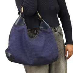 FENDI BLUE MAMA BAGUETTE MONOGRAM HANDBAG 