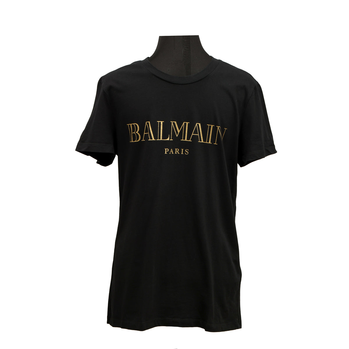 Balmain Size: M Metallic Logo Cotton T-Shirt