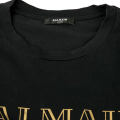 Balmain Size: M Metallic Logo Cotton T-Shirt