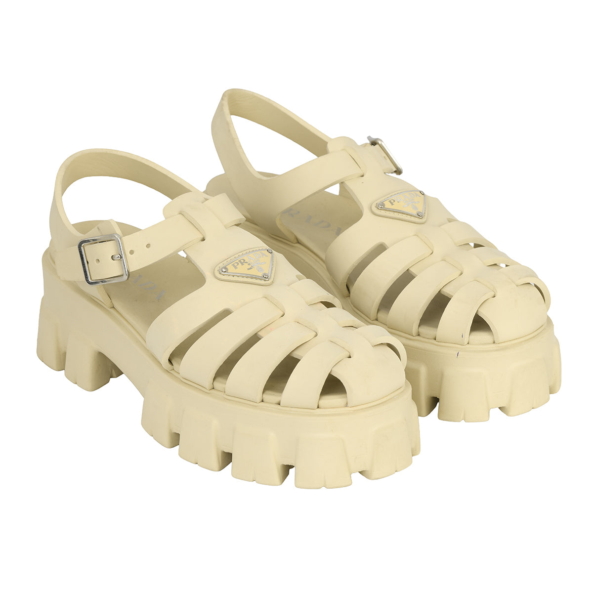 PRADA EU-40 MONOLITH RUBBER SANDALS 
