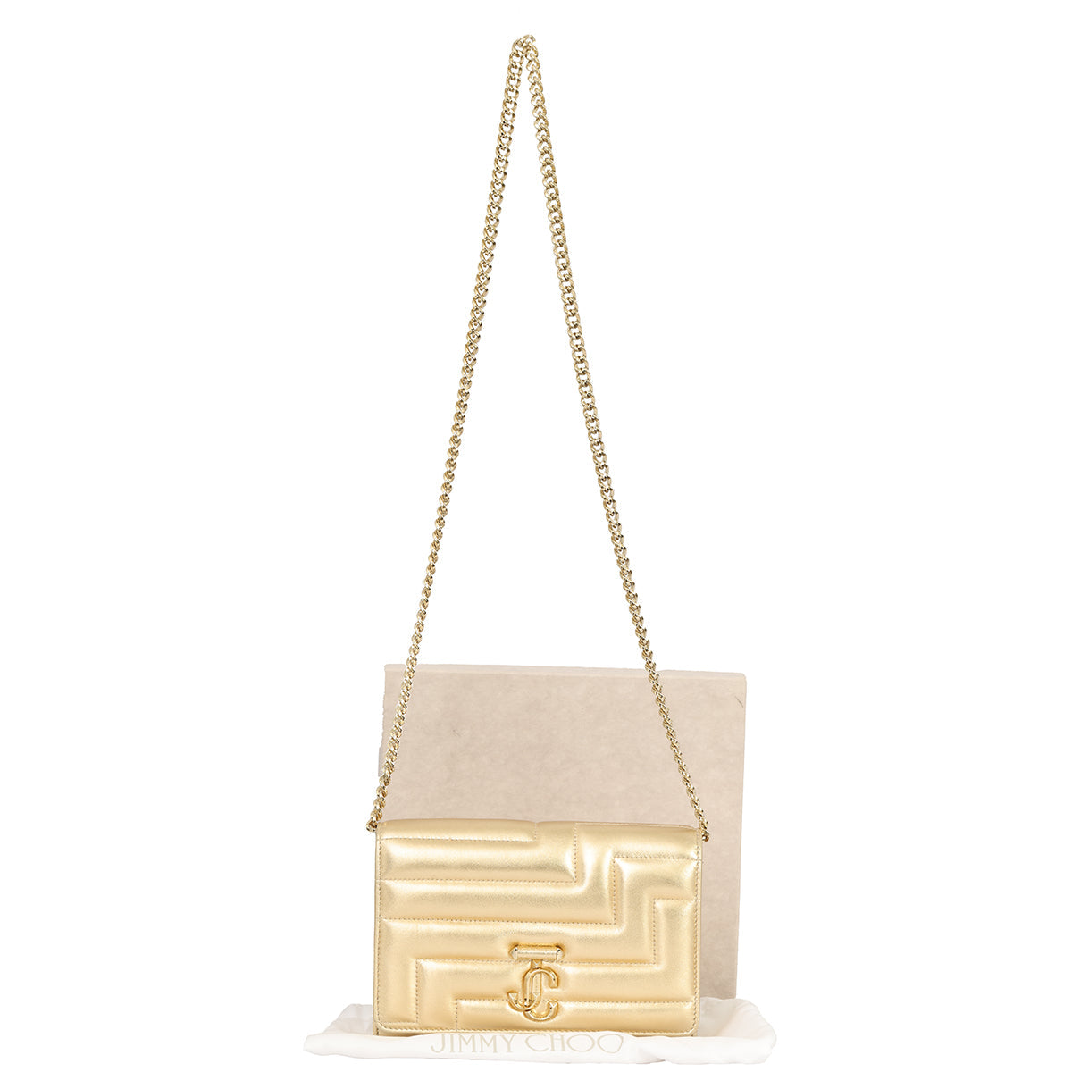JIMMY CHOO VARENNE AVENUE GOLDEN CLUTCH 
