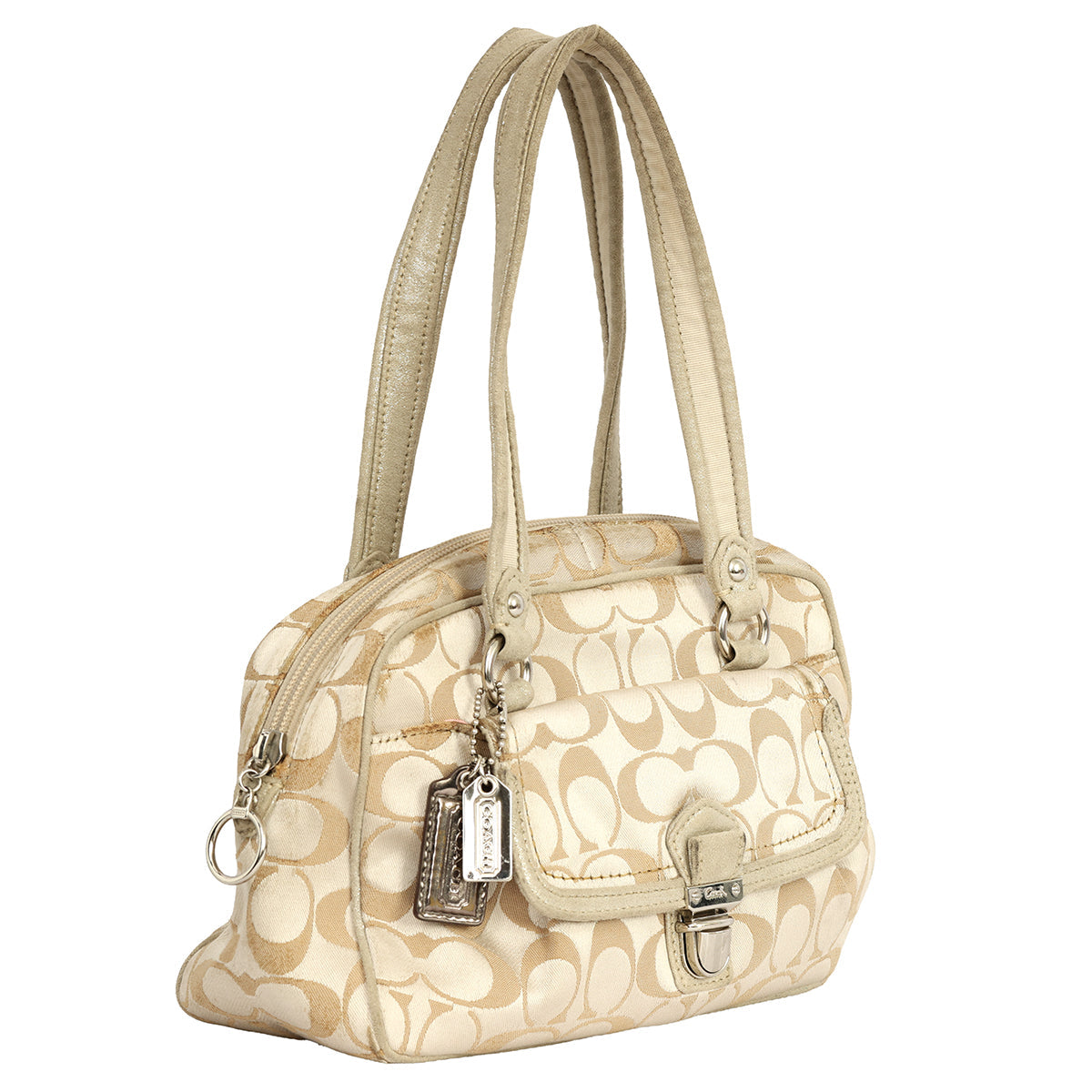 COACH POPPY SIGNATURE SATEEN PUSHLOCK SATCHEL 
