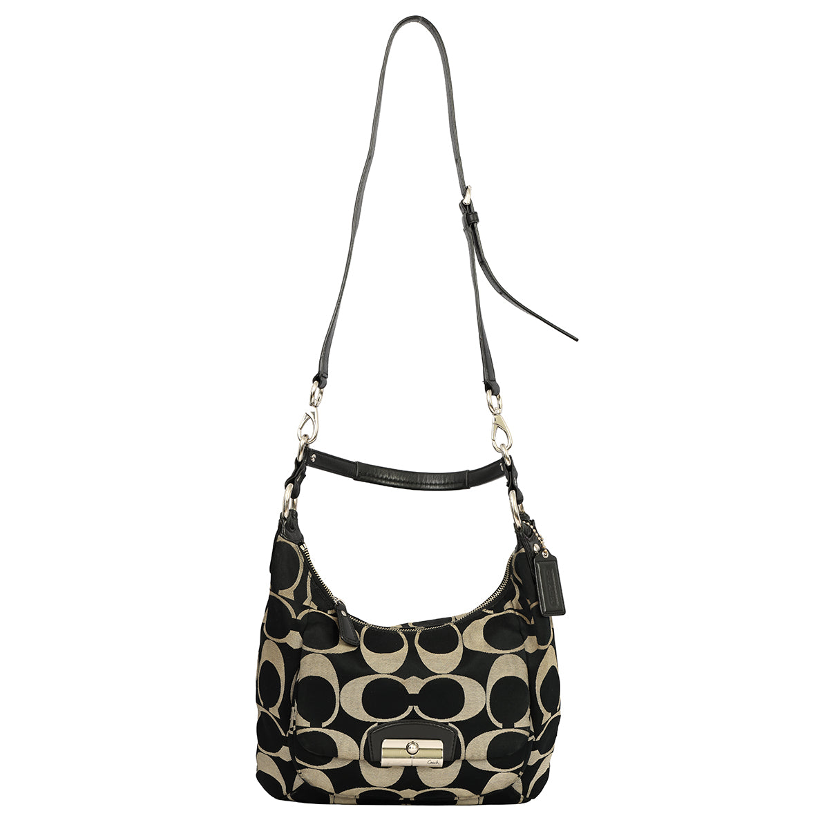 COACH BLACK KRISTIN SIGNATURE HOBO BAG 