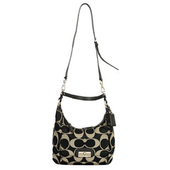 COACH BLACK KRISTIN SIGNATURE HOBO BAG 