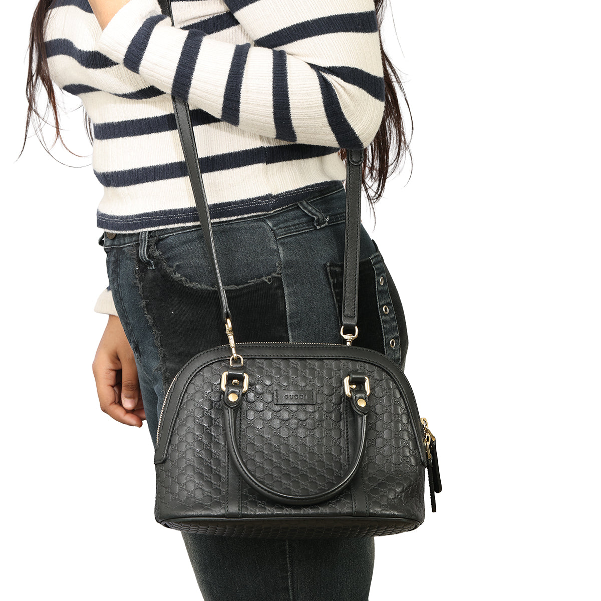 GUCCI BLACK MICROGUCCISSIMA DOME BAG 