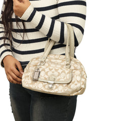 COACH POPPY SIGNATURE SATEEN PUSHLOCK SATCHEL 
