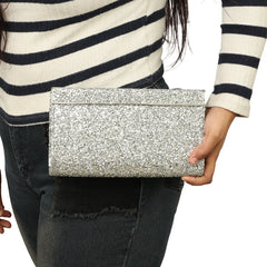 JIMMY CHOO EMMIE COARSE GLITTER CLUTCH BAG 