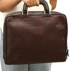 Salvatore Ferragamo Gancini Monogram Leather Briefcase