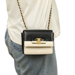 Salvatore Ferragamo Bicolor Vara Bow Mini Chain Flap Bag