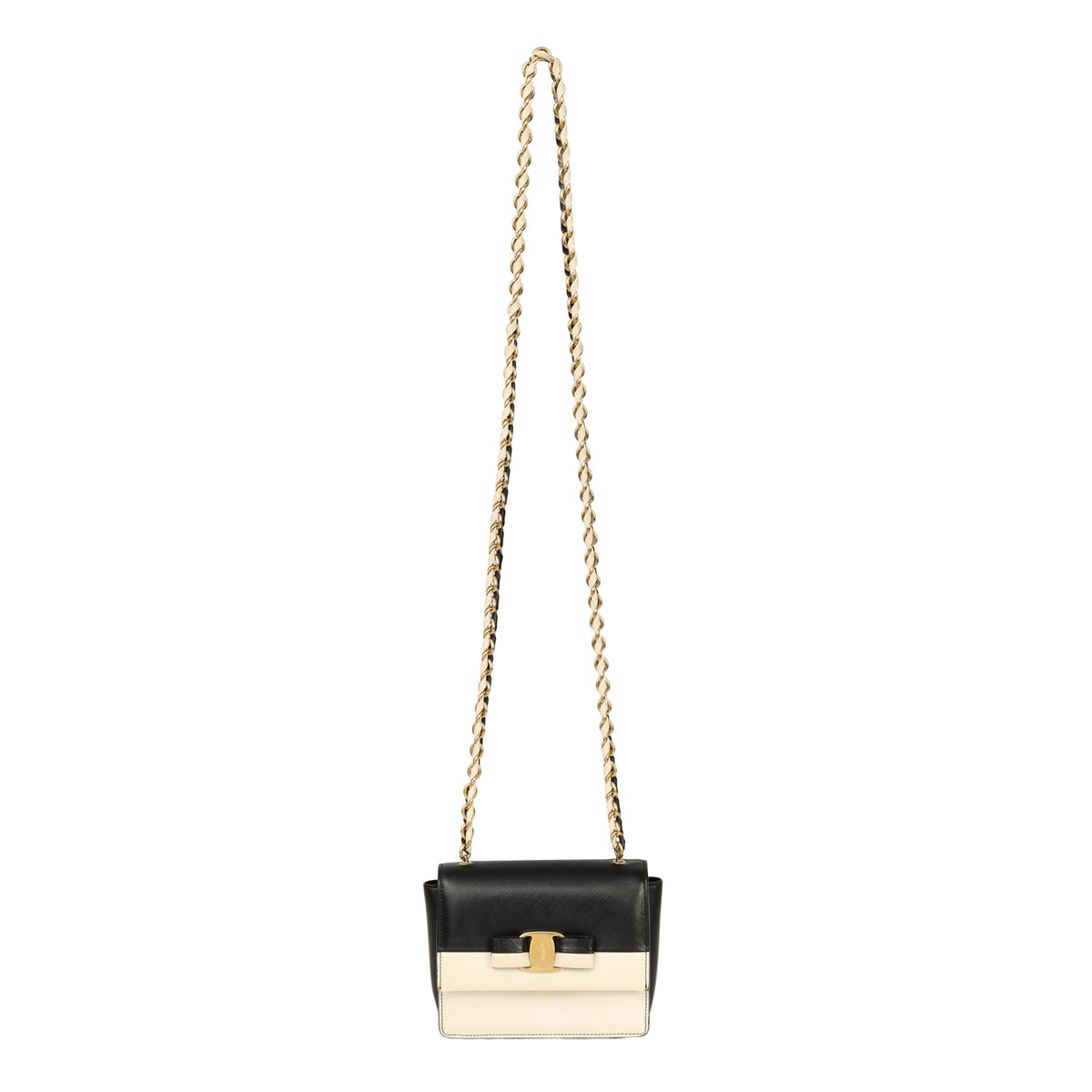 Salvatore Ferragamo Bicolor Vara Bow Mini Chain Flap Bag