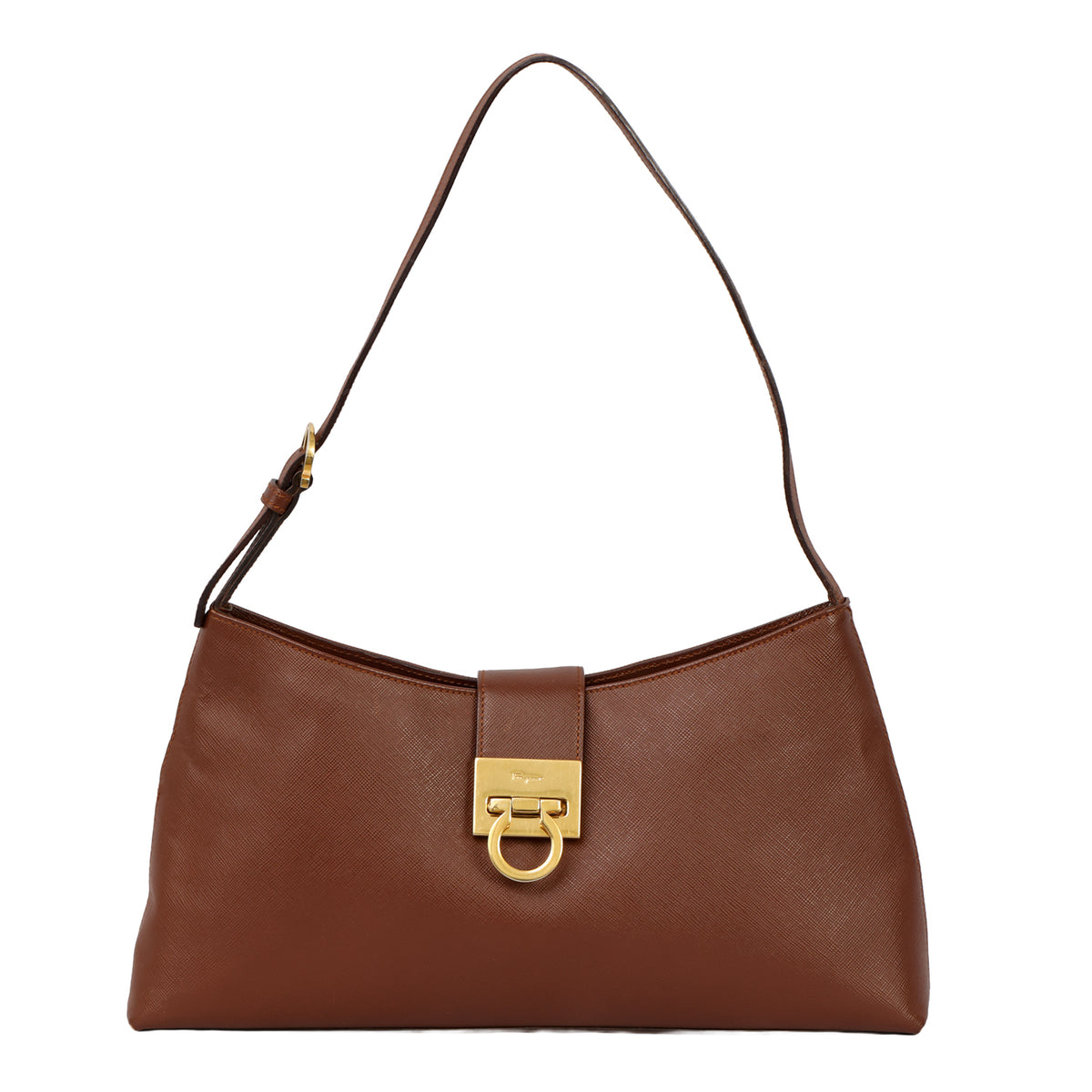 Salvatore Ferragamo Gancini Embossed Leather Flap Shoulder Bag
