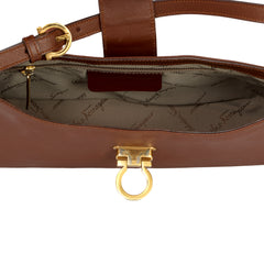 Salvatore Ferragamo Gancini Embossed Leather Flap Shoulder Bag