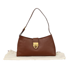 Salvatore Ferragamo Gancini Embossed Leather Flap Shoulder Bag