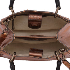 GUCCI BAMBOO HOPPER BRONZE PYTHON LEATHER TOTE BAG