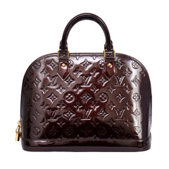 LOUIS VUITTON AMARANTE ALMA PM PATENT LEATHER HANDBAG