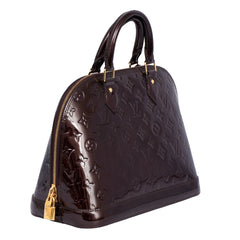 LOUIS VUITTON AMARANTE ALMA PM PATENT LEATHER HANDBAG