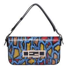 FENDI 3 BAGUETTE PYTHON LEATHER SHOULDER BAG