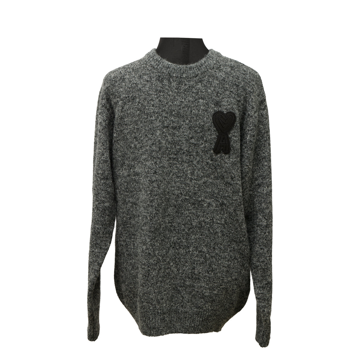 Ami Paris Size: L Grey Logo Cotton Sweater