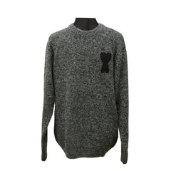Ami Paris Size: L Grey Logo Cotton Sweater