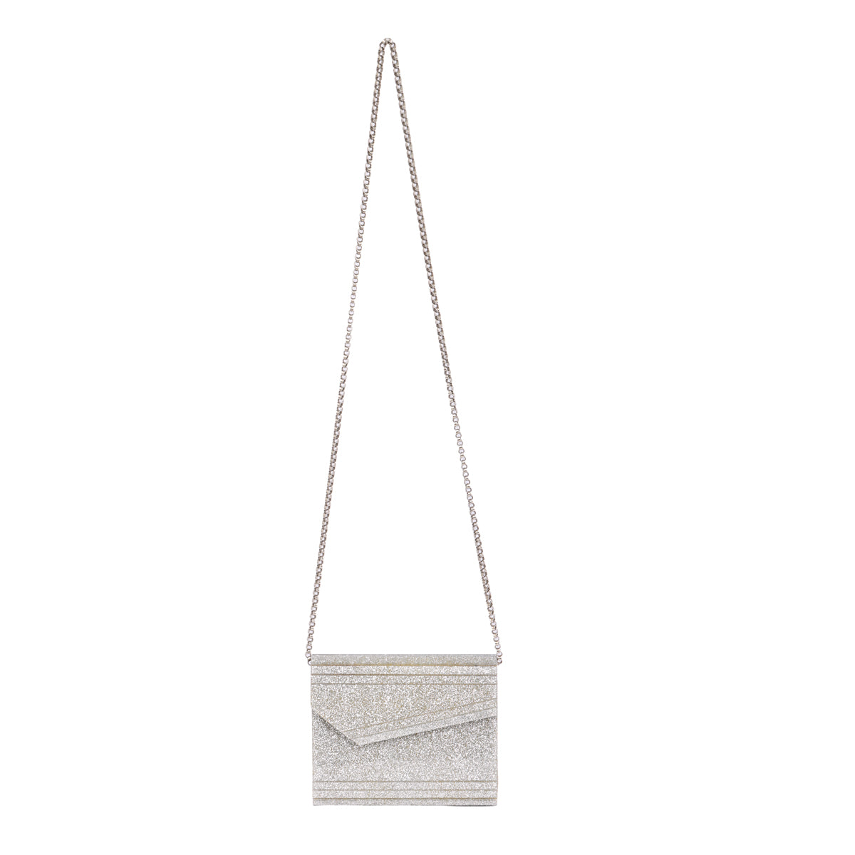 JIMMY CHOO SILVER GLITTER CANDY CLUTCH