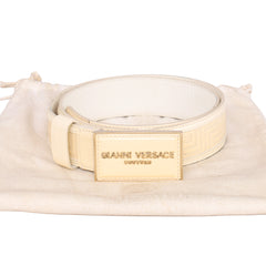 VERSACE SIZE 90 CM/ 36 INCHES GOLD-TONE BUCKLE BELT