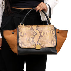 CELINE TRAPEZE MEDIUM PYTHON LEATHER HANDBAG